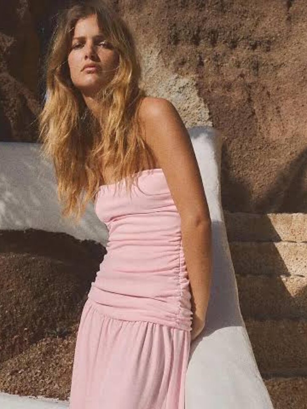NWT DROP WAIST ZARA Pink Maxi Dress